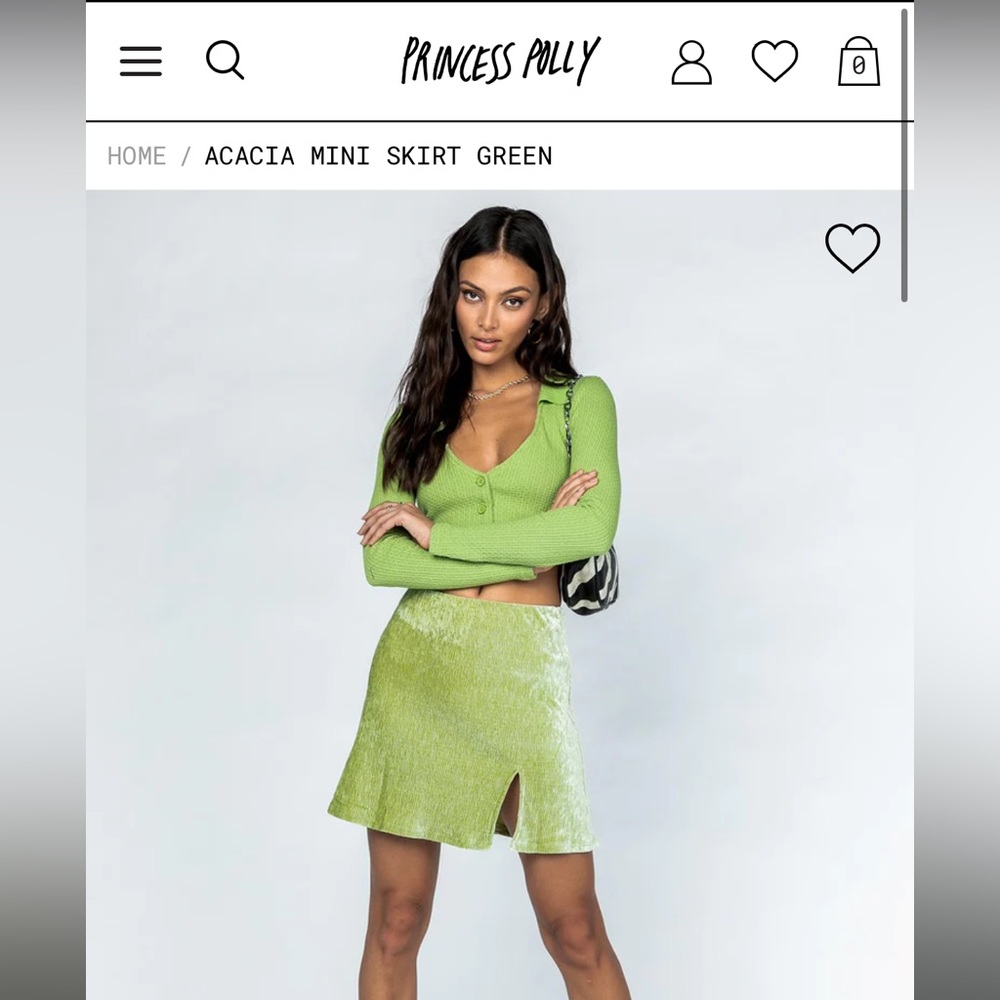 Princess Polly Acacia Mini Skirt Green
